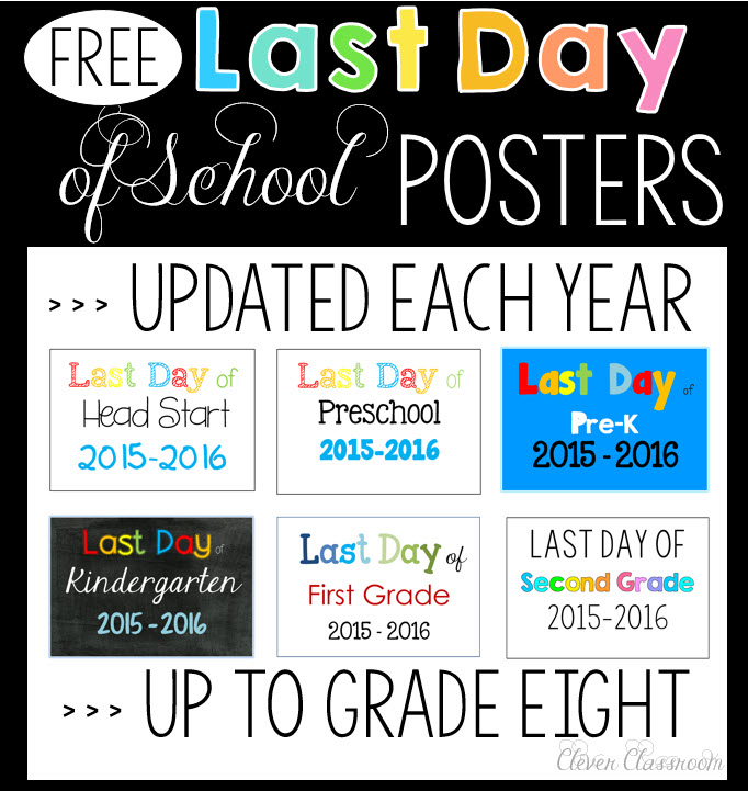 Last day of school photo poster updated every year