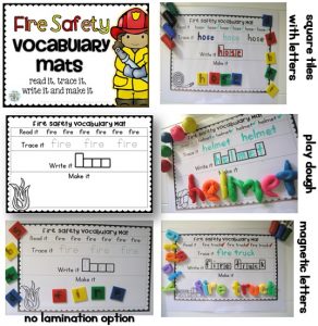 Fire safety week vocabulary centers