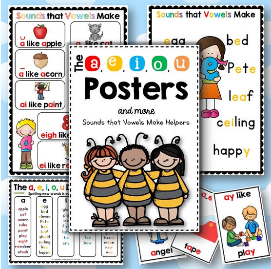 Vowel posters and charts to help students spell and read the tricky letter combinations that represent vowels