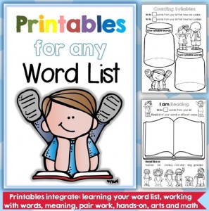 Printables for any Word List 