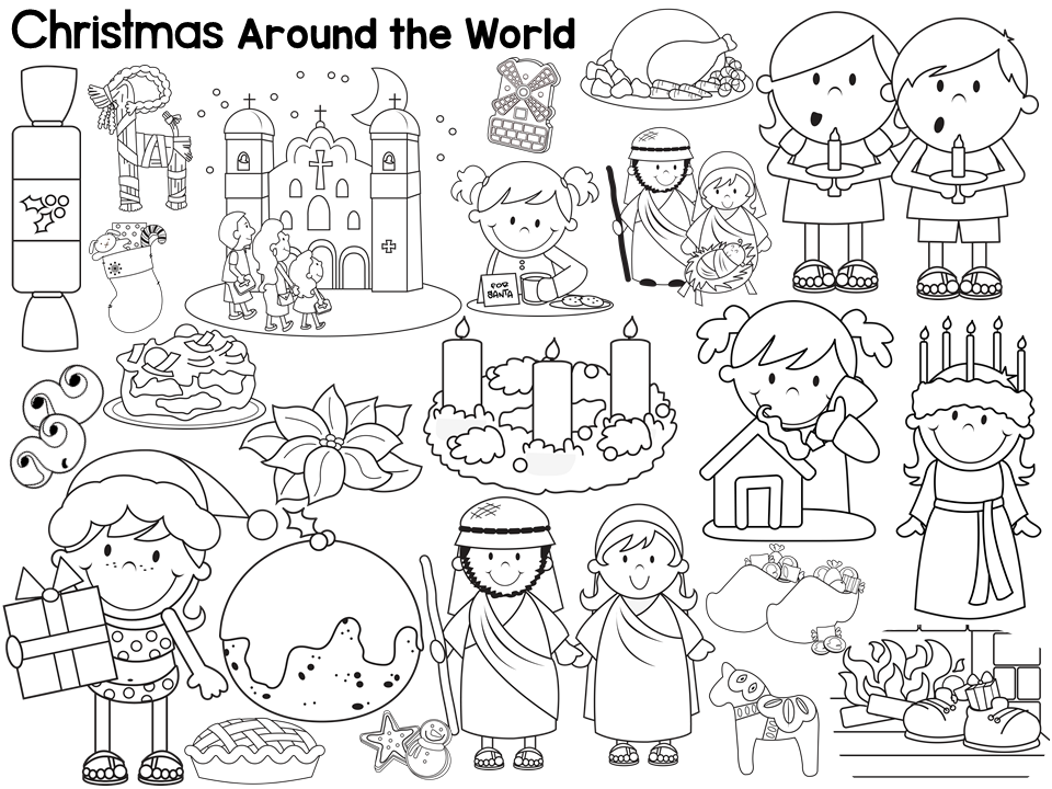 Christmas Around the World Book List Freebie and free coloring page