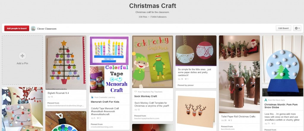 Christmas Craft Pinterest Board and Christmas card ideas for students