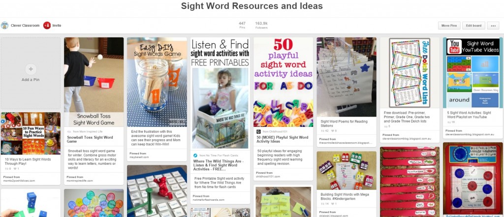 Sight Word Pinterest Board Clever Classroom