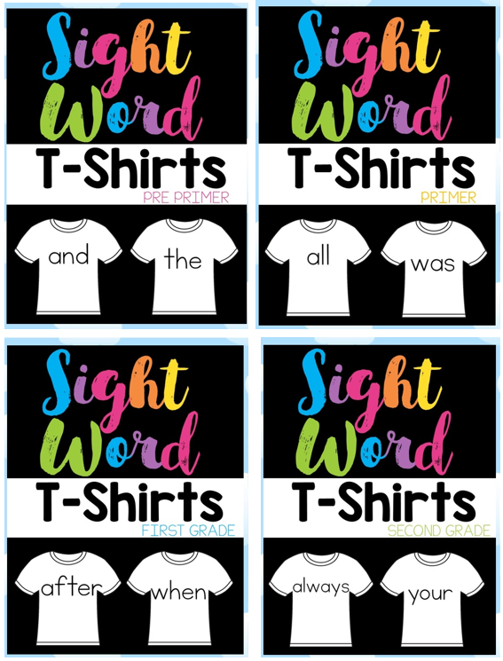 Sight Word t-Shirts Bundle