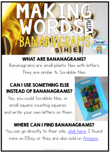 Bananagram activities