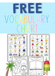 FREE summer vocabulary chart and 12 reading and writing ideas FREE download