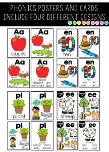 Phonics cards in different designs