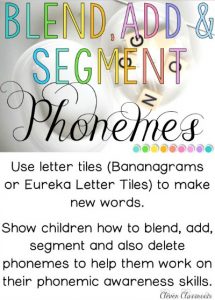 Word work activity to focus on phoneme blending, segmenting and deletion