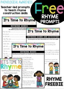 Rhyme FREEBIE Identify and construct rhyme prompts