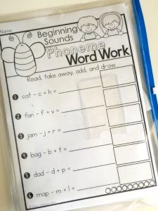 CVC maiplulation printables and center activity idea for K-1. plus a free phonemic awareness download